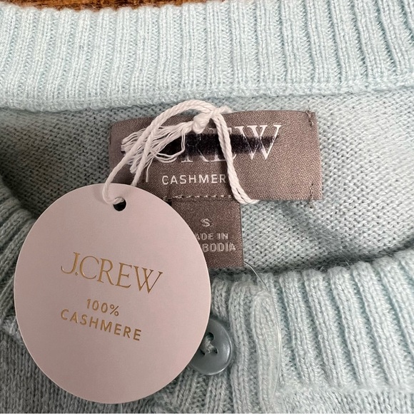 J. Crew Perfect Cashmere Cardigan in Sky Mint Blue Size Small - Picture 7 of 11